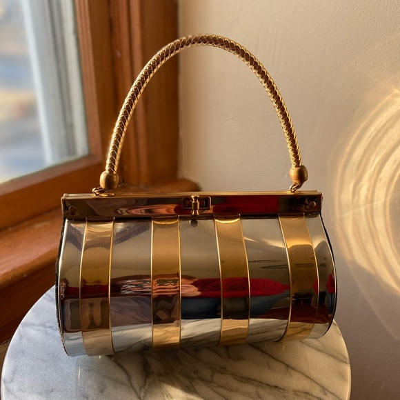 Mid century modern vintage mixed metals handbag - Picture 3 of 9
